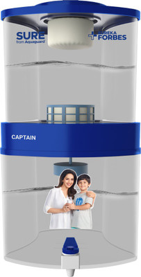 Aquaguard Sure Captain Positive Charge nano fiber technology 15 L Gravity Based Water Purifier (Light Grey & Blue)
