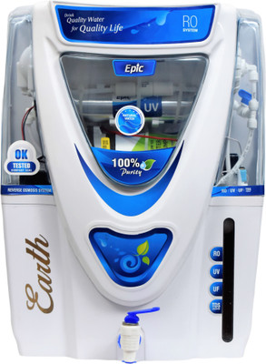 Earth Epic Model with TDS Controller 12 L RO + UV + UF + TDS Water Purifier(White)