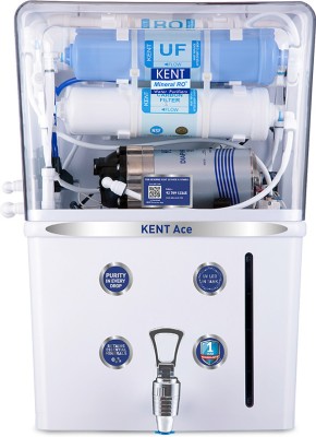 KENT Ace 8 L RO + UV + UF + TDS Water Purifier Suitable for all - Borewell, Tanker, Municipality Water(White)