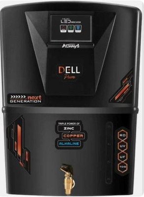 Always Dellpure Zinc Copper 9 Stage Purification Water purifier With LED INDICATOR 12 L RO + UV + UF + TDS + ALK + Copper Water Purifier(Black)