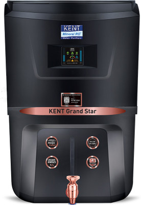 KENT GRAND STAR Water Purifier with Digital Display 9 L RO + UV + UF + TDS Control + UV in Tank Water Purifier Suitable for all - Borewell, Tanker, Municipality Water(Black)