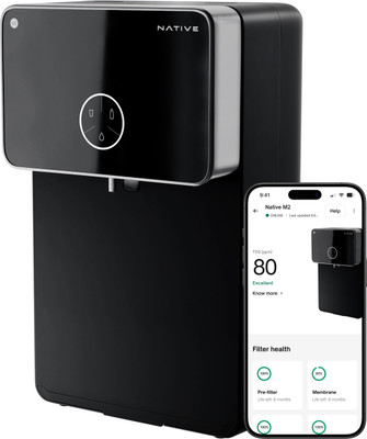 NATIVE By Urban Company M2 | Needs no service for 2 years | 10-stage Purifier 8 L RO + UV + Minerals + Alkaline Water Purifier Smart IoT Features(Black)