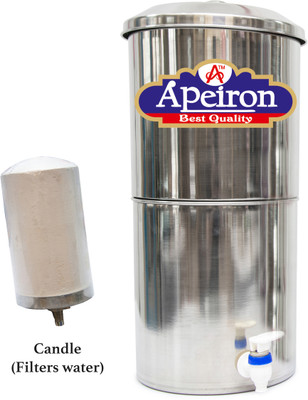 Apeiron Water Purifier With Ceramic Candles 16 L Gravity Based Water Purifier(Silver)