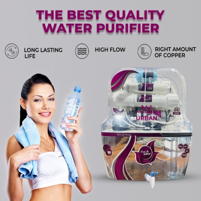 WELLBERG Aqua Urban Pure, Fresh and Safe Water Purifier-With Advanced Filtration Capacity 14 L RO + UV + UF + Copper + TDS Control Water Purifier(White)