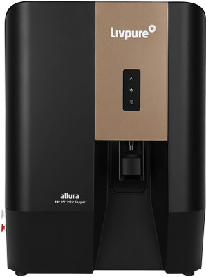 LIVPURE Allura - No Service Cost for 2.5 years - All Filters Included 7 L RO + UV + Copper Water Purifier(Black)
