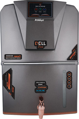 Always Dellpure Metallic Zinc Copper Alkaline RO with LED INDICATOR 12 L RO + UV + UF + TDS Water Purifier(Grey)