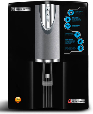 Aqua Active Misty RO+UV+Mineral+B12+PH+TDS Controller 10 L RO + UV Water Purifier(Black Grey)