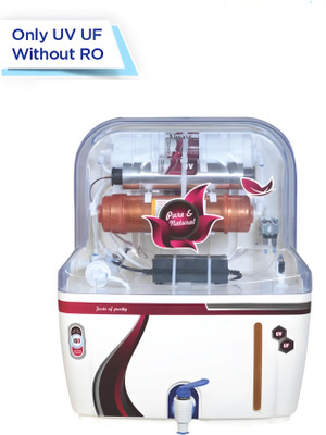 Always PURE & NATURAL Copper UV Without RO + 15 L UV + UF + Alkaline Water Purifier(White)