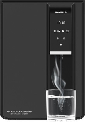 HAVELLS Gracia Alkaline Fab 6.5 L RO + UV + Alkaline Water Purifier Suitable for all - Borewell, Tanker, Municipality Water(Black)