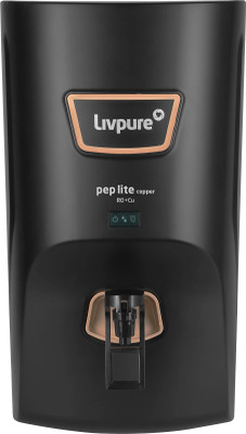 LIVPURE PEP LITE COPPER 7 L RO + Copper Water Purifier |6 Stage Water Purifier | Suitable for Borewell/Tanker/Municipal Water|(Black)