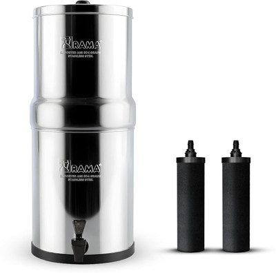 Rama 17-Litre Storage Water Filter Includes 2 Carbon Candles and Plastic Tap 17 L Gravity Based Water Purifier(Silver)