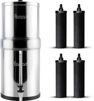 Rama Water Filter Purifier 8 Litre Storage With 4 Carbon Candle and Vision Tap 7'' 17 L Gravity Based Water Purifier(Silver)
