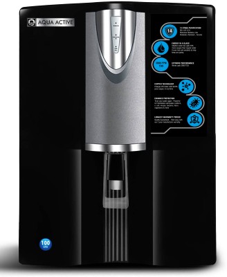 AquaActive ROUVCU100GPD 10 L RO + UV + UF + TDS Control + UV in Tank + Copper Water Purifier(Grey and Black)