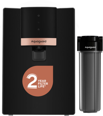 EUREKA FORBES Aquaguard 6 L RO + UV Water Purifier 2 Year Filter Life|3-in-1 Active Copper Technology| Additional Mega Sediment Filter|9 Stage Purification|6L storage|Works with All Water Sources(Black)