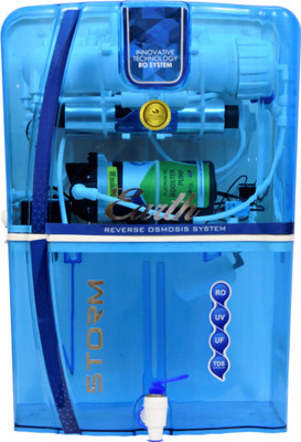 Earth Storm Full Blue transparent Suitable For borewell, tanker, municipal water 12 L RO + UV + UF + TDS Water Purifier(Blue)