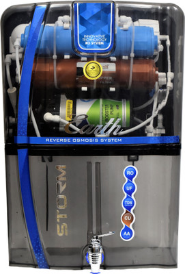 Earth Storm Full transparent Black Model with TDS Controller and Copper filter 12 L RO + UF + Minerals + Alkaline Water Purifier(Black)