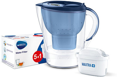 BRITA Combo pack of Marella XL Water Filter Jug 3.5L Blue & 6pc Cartridge 3.5 L Gravity Based Water Purifier(Blue)