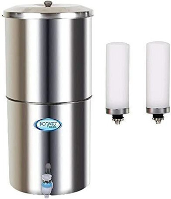 konvio neer Water Filter Stainless Steel Non Electric | 2 Ceramic Filter 18 L Gravity Based Water Purifier(Silver)