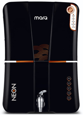 MarQ by Flipkart Aqua Neon 12 L RO + UV + UF + TDS + ALK + Copper Water Purifier with Pre filter and BIS Certified(Black)