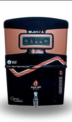 FlowLife RO system Black Glanza RO-2 10 L RO + UV + UF + TDS + Mineral Water Purifier(Black)