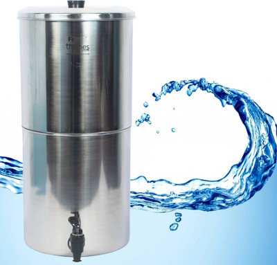 Ferrum ThamesPure Water Filter Stainless Steel Non Electric | 2 Ceramic Filter Candle | 18 L Gravity Based Water Purifier(Stainless Steel Silver)