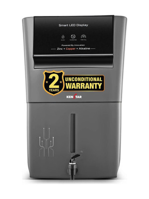 Kenstar Pureza 8 L RO + UV + UF + Copper + Alkaline + Minerals Water Purifier Needs no service for 2 years(Grey)