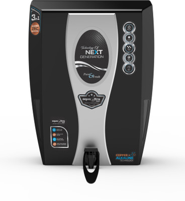 Aquaultra Pro-Black 10 L RO + UV + UF + Minerals + Alkaline Water Purifier(Black)