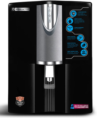 AquaActive ROUVCUZN 10 L Mineral RO + UV + MF + MP Water Purifier(Black, Grey)