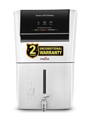 Kenstar White Pureza. 8 L RO + UV + UF + Copper + Alkaline + Minerals Water Purifier Needs no service for 2 years(White)