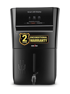 Kenstar Black Pureza. 8 L RO + UV + UF + Copper + Alkaline + Minerals Water Purifier Needs no service for 2 years(Black)