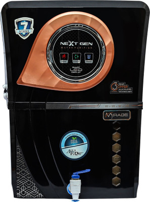 Aqua Flow Enterprises Mirage 12 L RO + UV + UF + TDS Control + Alkaline + Copper + UV in Tank Water Purifier(Black)