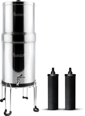 Rama Water Filter Purifier 12 Litre storage with 2 Carbon Candle SS Tap and SS Stand 24 L Gravity Based Water Purifier(Silver)