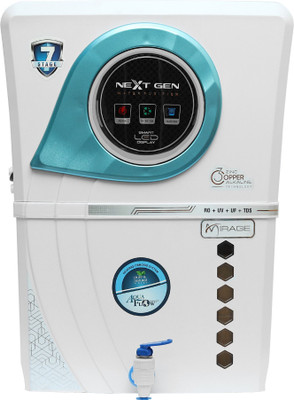 Aqua Flow Enterprises Mirage 12 L RO + UV + UF + TDS Control + Alkaline + Copper + UV in Tank Water Purifier(White)