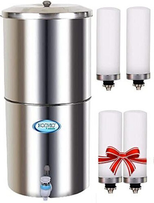 KONVIO Steel Gravity 18L with 4 Candel 18 L Gravity Based Water Purifier(Silver)