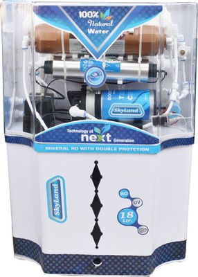 Earth Skyland Model with TDS Controller 18 L RO + UV + UF + Minerals + Copper Water Purifier(White)