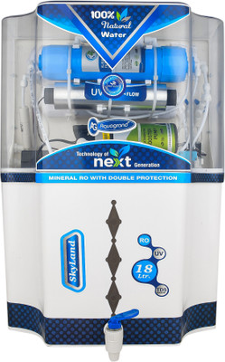 Aquagrand SKYLAND Model 18 L ALKALINE VITAMIN B12 Advanced Tech for Pure & Healthy 18 L RO + UV + UF + TDS + Alkaline Water Purifier(White)
