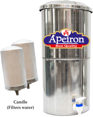 Apeiron Stainless Steel 18 LTR Ceramic Water Purifier 18 L Gravity Based Water Purifier(Silver)