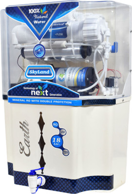 Earth Skyland Model With TDS Controller 18 L RO + UV + UF + TDS Water Purifier(White)