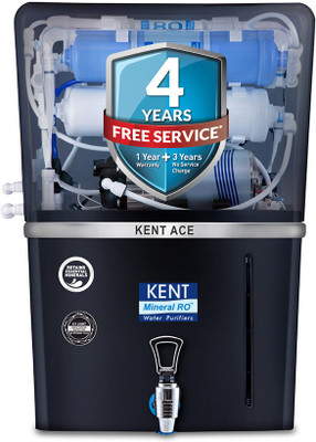 KENT ACE - B 8 L RO + UV + UF + TDS Water Purifier Suitable for all - Borewell, Tanker, Municipality Water(Black)