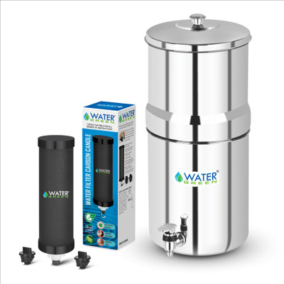 WATER GREEN Stainless Steel Jointless With Carbon Candle 24 L Gravity Based Water Purifier(Silver)