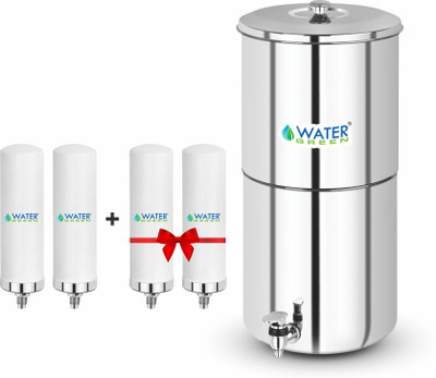 WATER GREEN 2 Free Candle With Stainless Steel 21 L Gravity Based Water Purifier(Silver)
