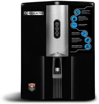 AquaActive WaterSaverROUVPHCUZN 10 L Mineral RO + UV + MF + MP Water Purifier(Black, Grey)
