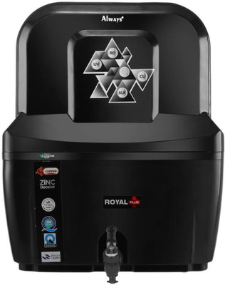 Always Royal Plus Zinc Copper with Alkaline 15 L RO + UV + Copper Water Purifier(Black)