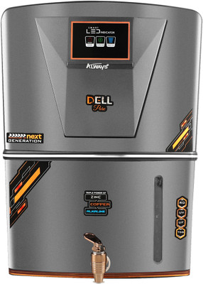Always Dellpure Metallic Zinc Copper Alkaline RO with LED INDICATOR 12 L RO + UV + UF + TDS Water Purifier(Grey)
