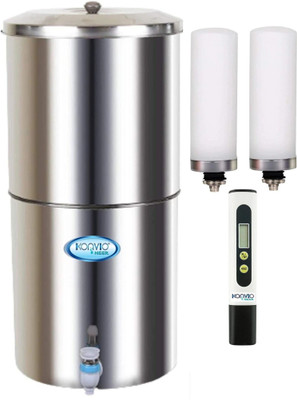 KONVIO Stainless steel Gravity 18L with Total Dissolved solid Meter 18 L Gravity Based Water Purifier(Silver, Black)
