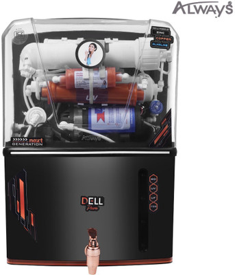 Always Aqua Dellpure Zinc Copper with Alkaline 12 L RO + UV + UF + Copper + TDS Control Water Purifier(Black)