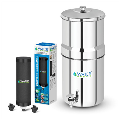 WATER GREEN Stainless Steel Jointless With Carbon Candle 18 L Gravity Based Water Purifier(Silver)