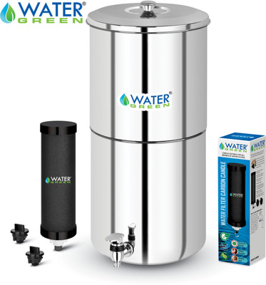 WATER GREEN Water Filter With Carbon Candle 21 L Gravity Based Water Purifier(Silver)