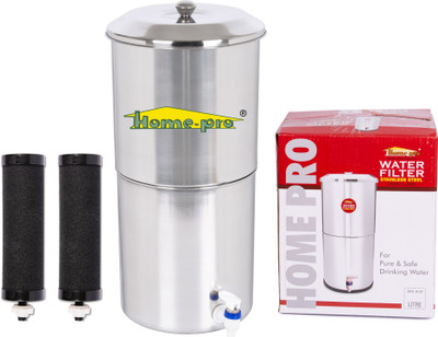 Home-pro Manual Water Filter | Carbon Candle For Fast Filteration | 30 Liter Capacity 30 L Gravity Based Water Purifier(Silver)