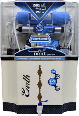 Earth Skyland Model With TDS Controller 18 L RO + UV + UF + Alkaline Water Purifier(White)